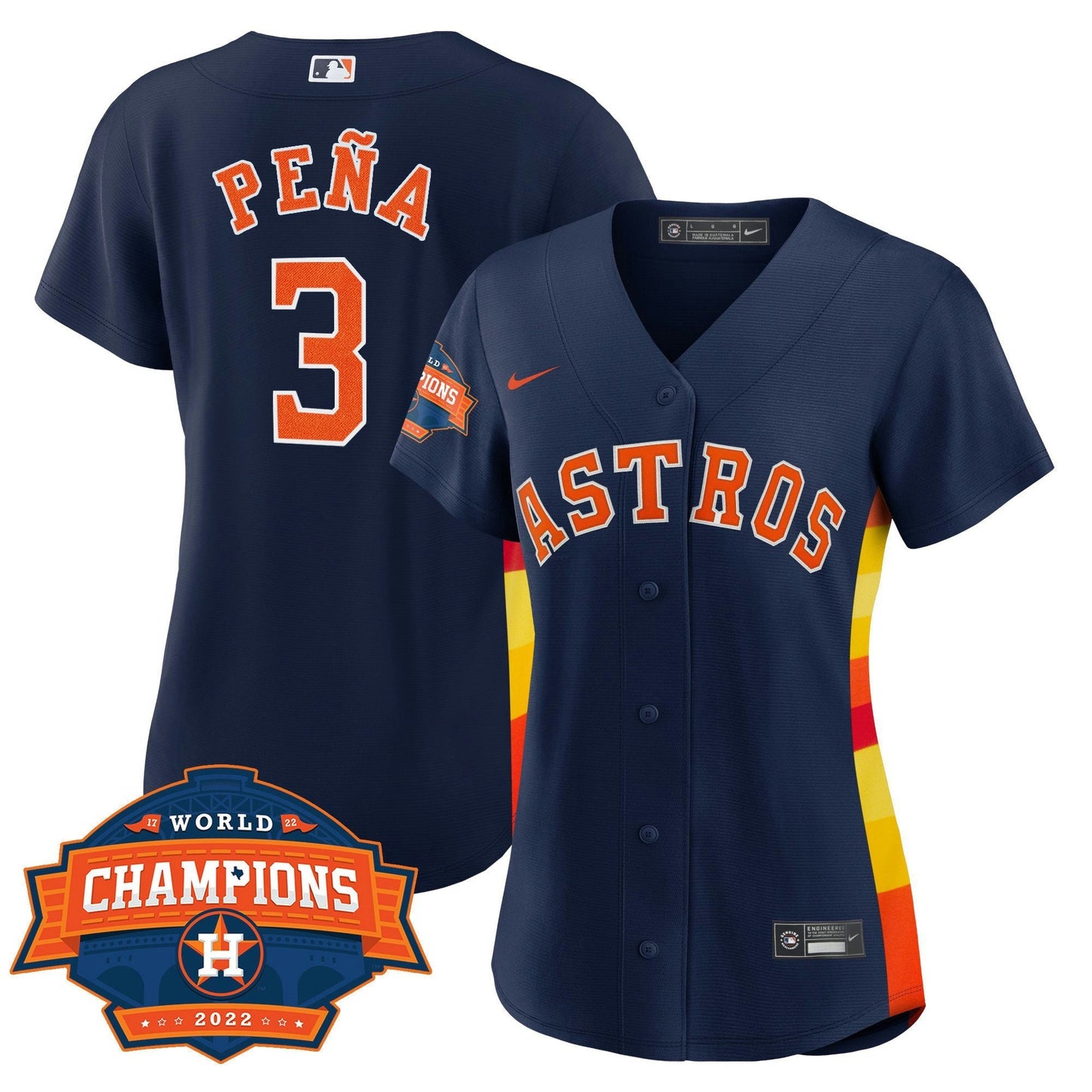 Camisa MLB Women’s Houston Alternativa Azul Marinho 2022 Champions Limited Player Jersey