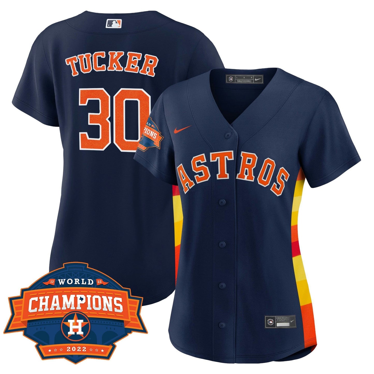 Camisa MLB Women’s Houston Alternativa Azul Marinho 2022 Champions Limited Player Jersey