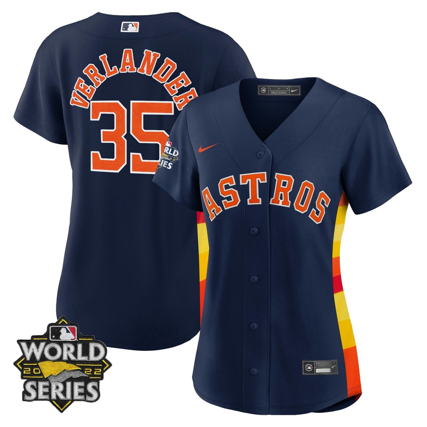 Camisa MLB Women’s Houston Alternativa Azul Marinho 2022 World Series Player Jersey