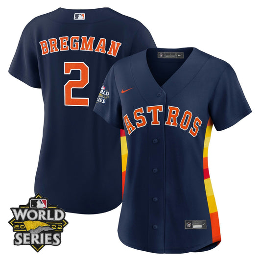 Camisa MLB Women’s Houston Alternativa Azul Marinho 2022 World Series Player Jersey