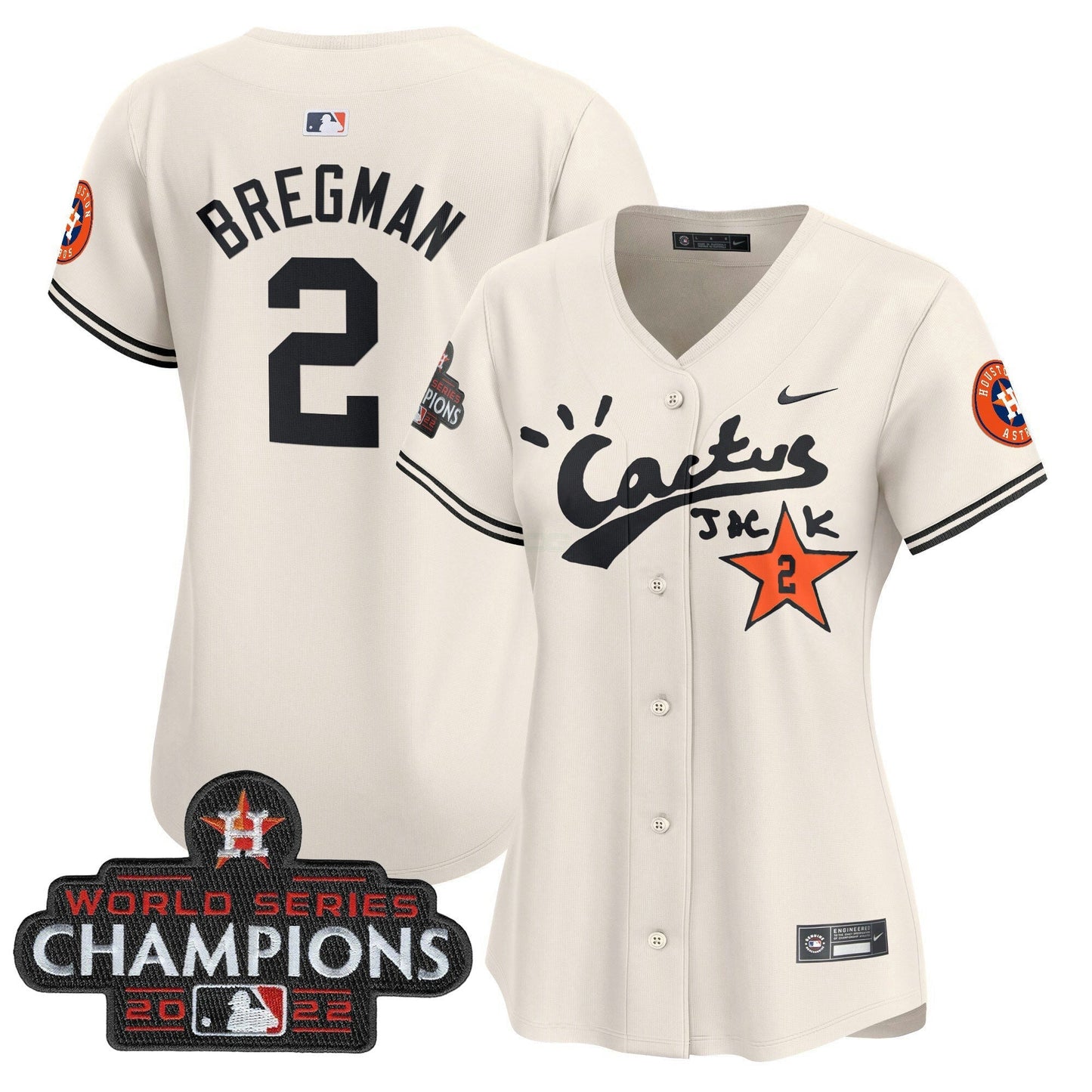 Camisa MLB Women’s Houston Cactus Jack Champions Patch Vapor Premier Limited Jersey
