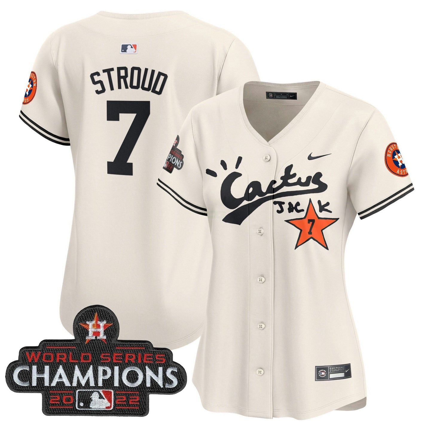 Camisa MLB Women’s Houston Cactus Jack Champions Patch Vapor Premier Limited Jersey