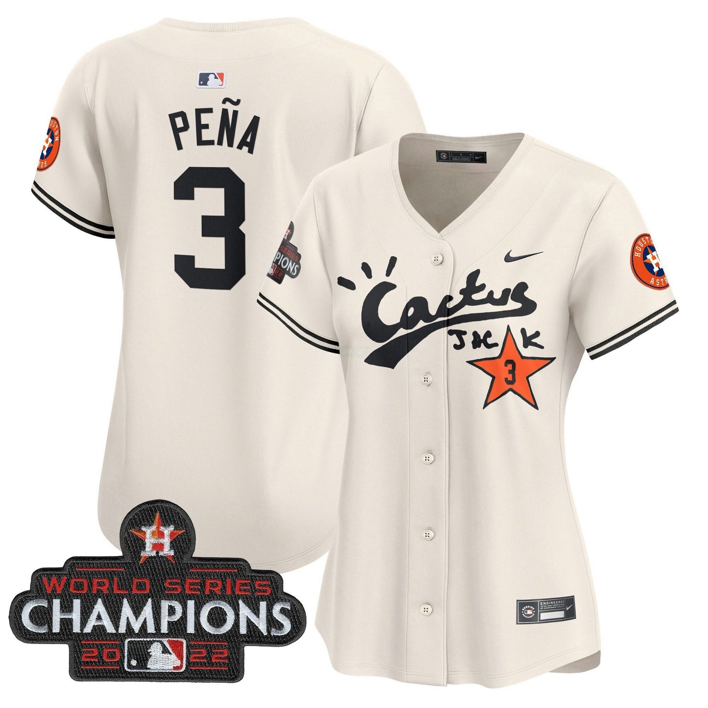 Camisa MLB Women’s Houston Cactus Jack Champions Patch Vapor Premier Limited Jersey