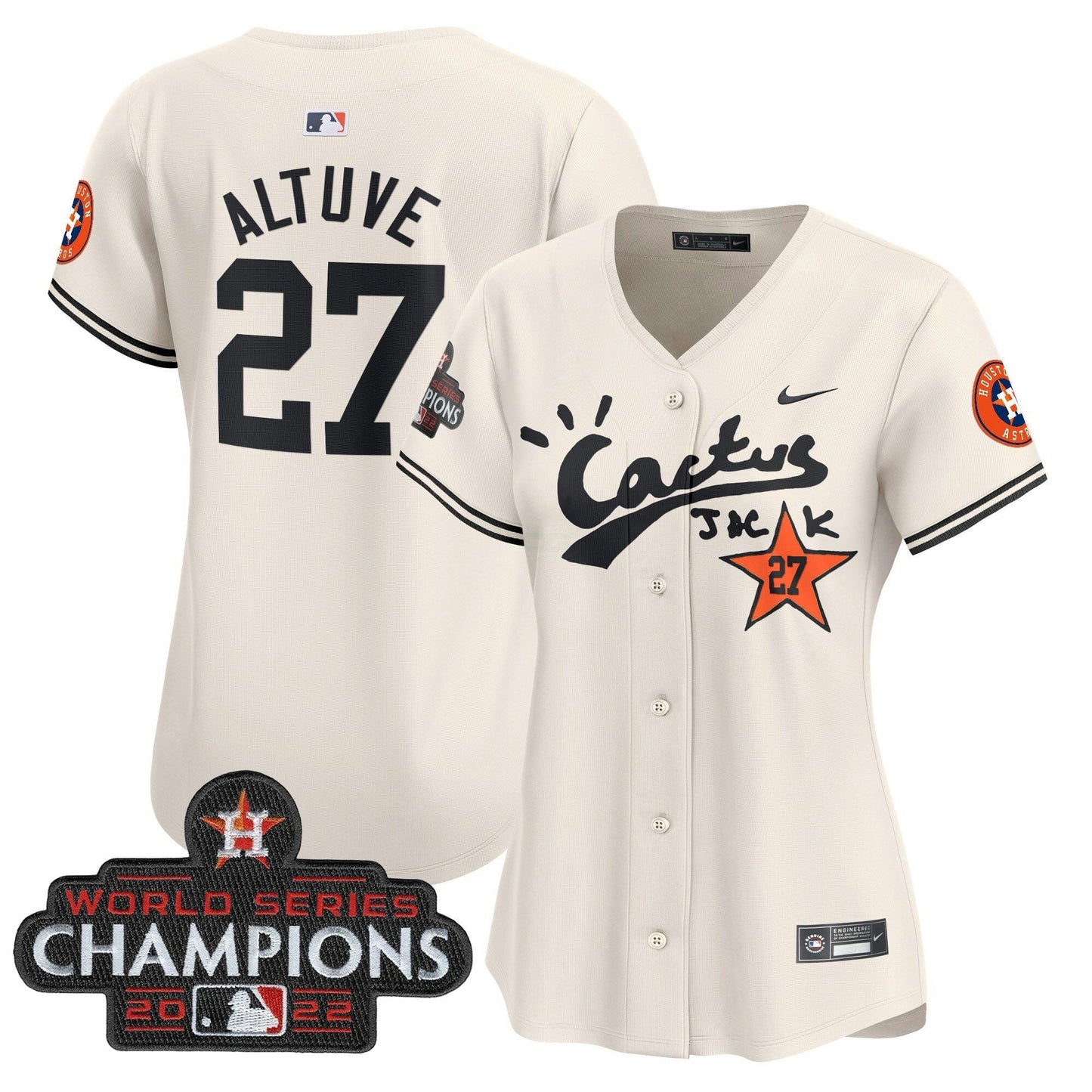 Camisa MLB Women’s Houston Cactus Jack Champions Patch Vapor Premier Limited Jersey