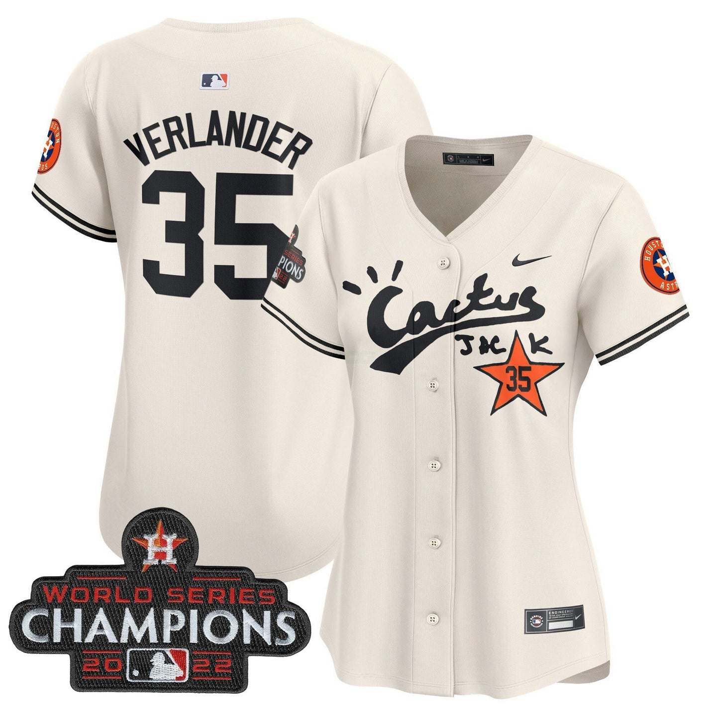 Camisa MLB Women’s Houston Cactus Jack Champions Patch Vapor Premier Limited Jersey