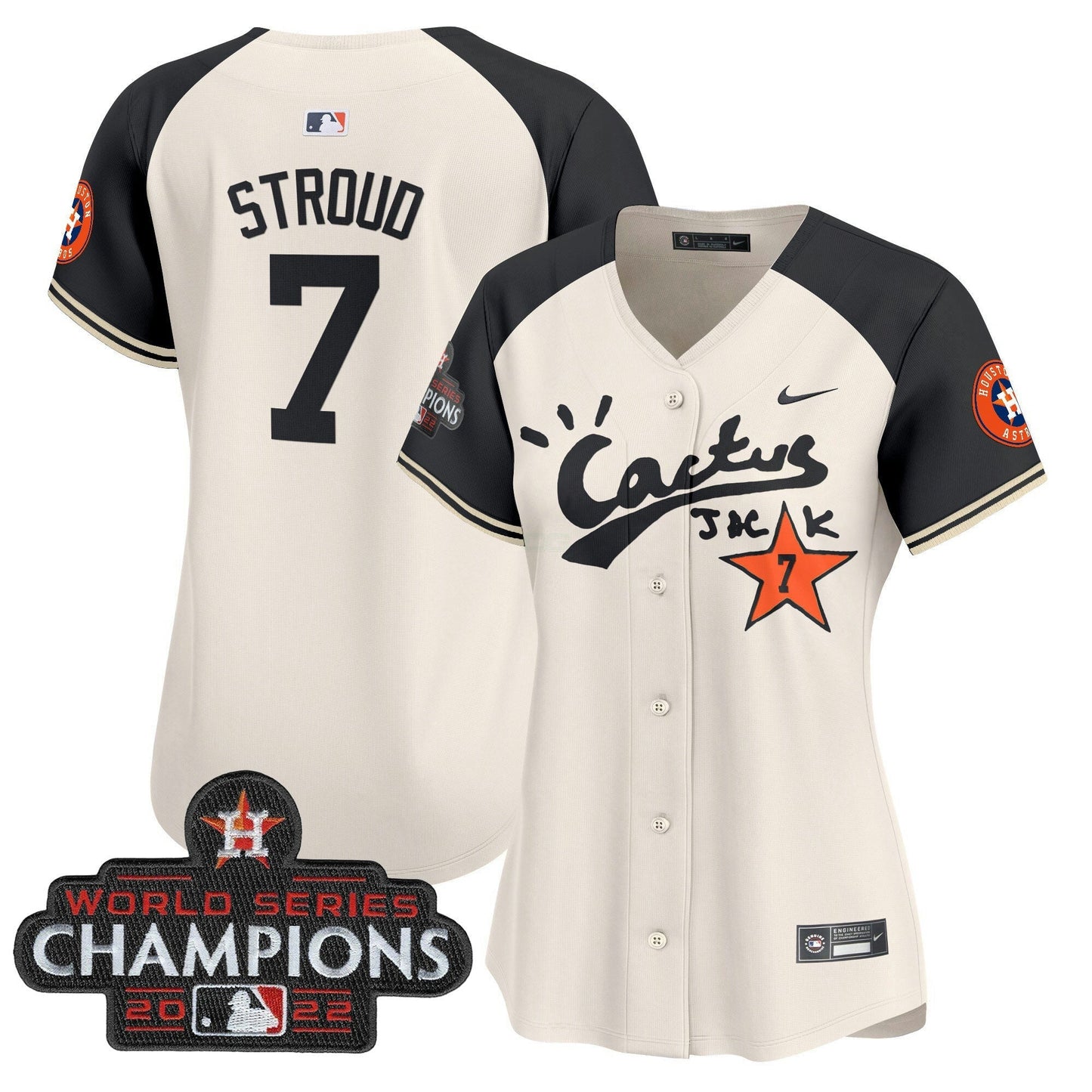 Camisa MLB Women’s Houston Cactus Jack Champions Patch Vapor Premier Limited Jersey