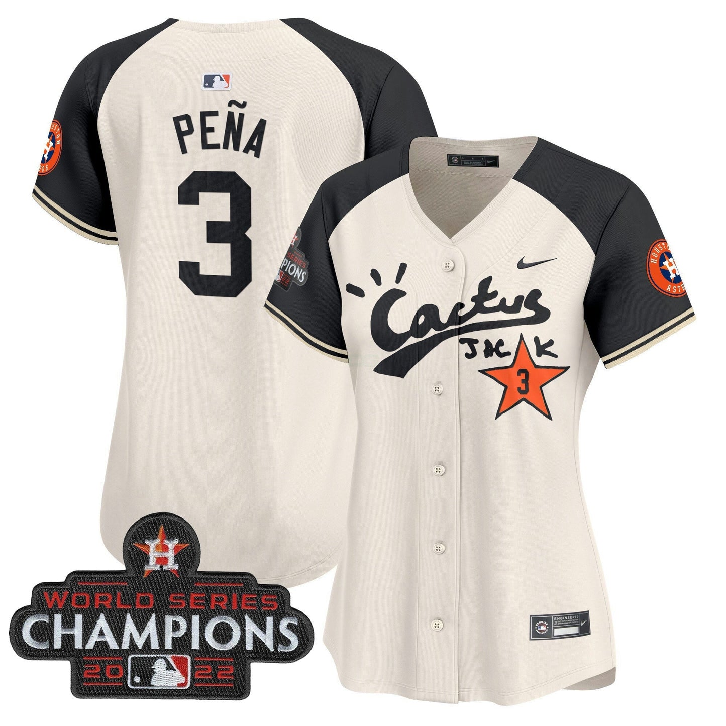 Camisa MLB Women’s Houston Cactus Jack Champions Patch Vapor Premier Limited Jersey