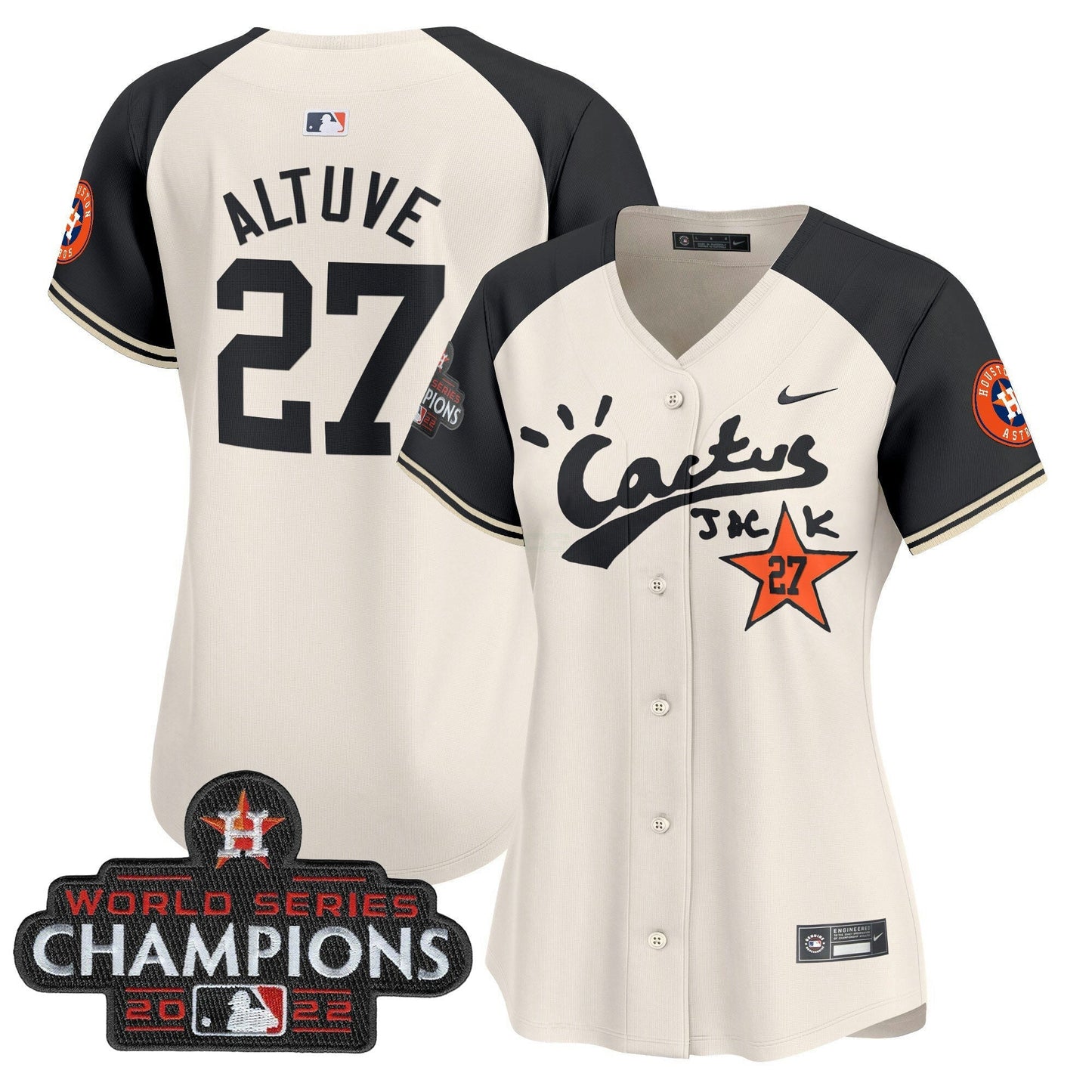 Camisa MLB Women’s Houston Cactus Jack Champions Patch Vapor Premier Limited Jersey