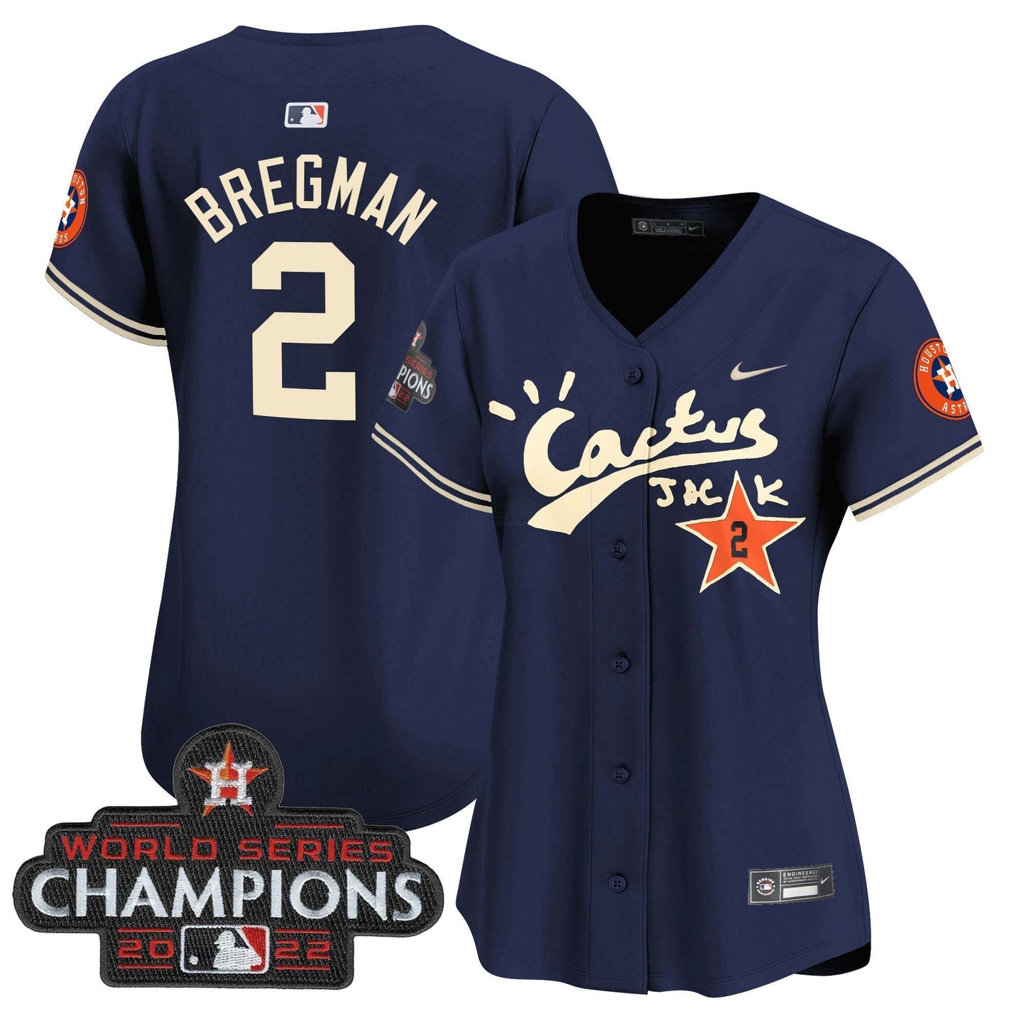 Camisa MLB Women’s Houston Cactus Jack Champions Patch Vapor Premier Limited Jersey