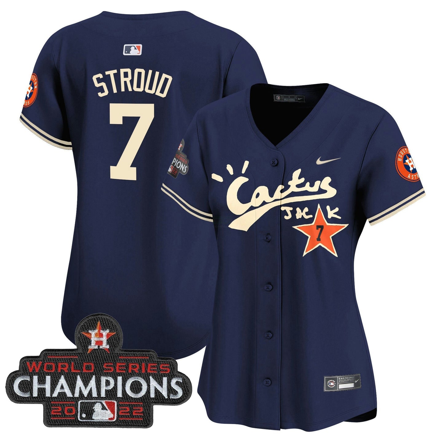 Camisa MLB Women’s Houston Cactus Jack Champions Patch Vapor Premier Limited Jersey