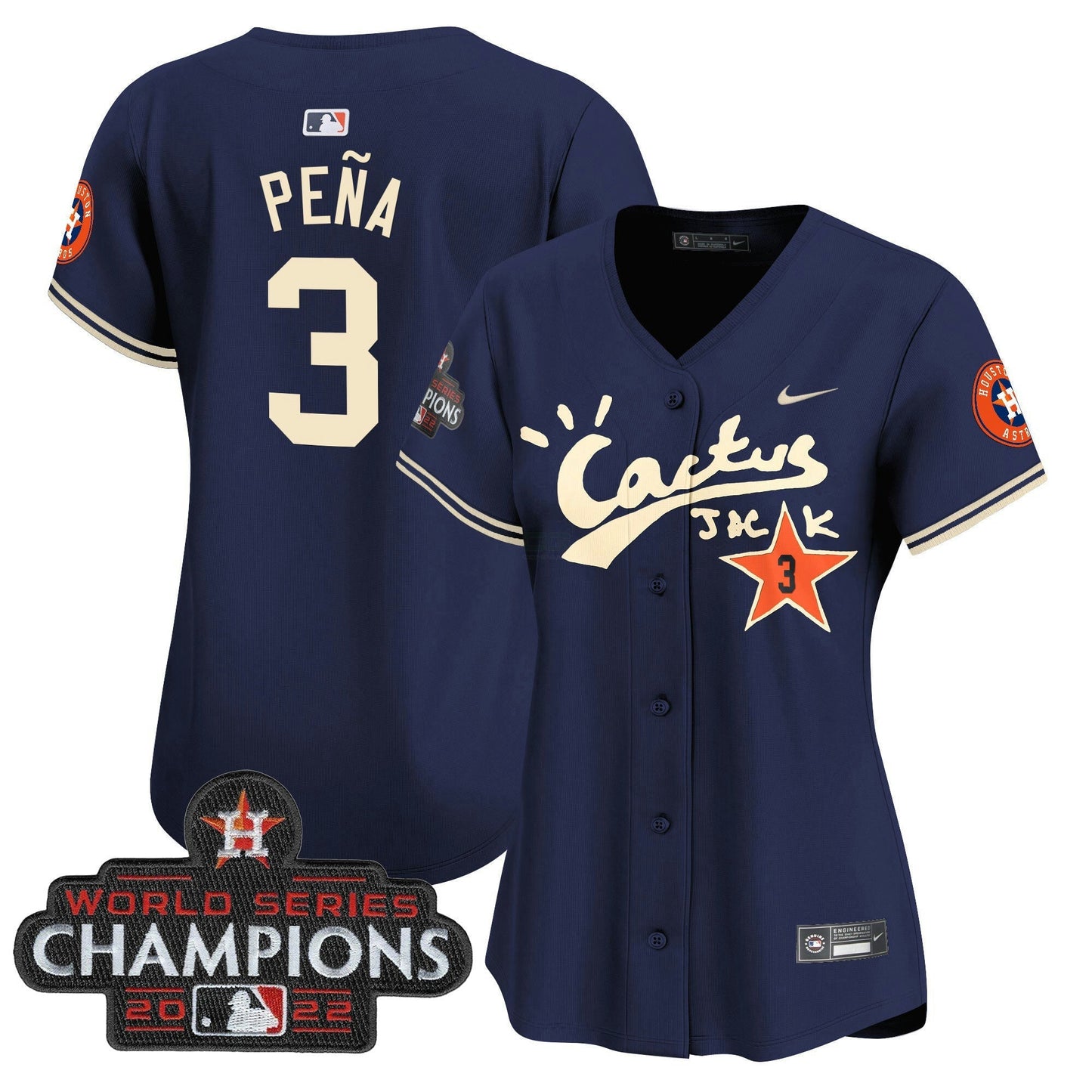 Camisa MLB Women’s Houston Cactus Jack Champions Patch Vapor Premier Limited Jersey