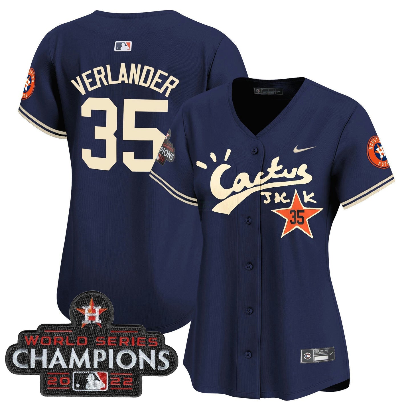 Camisa MLB Women’s Houston Cactus Jack Champions Patch Vapor Premier Limited Jersey