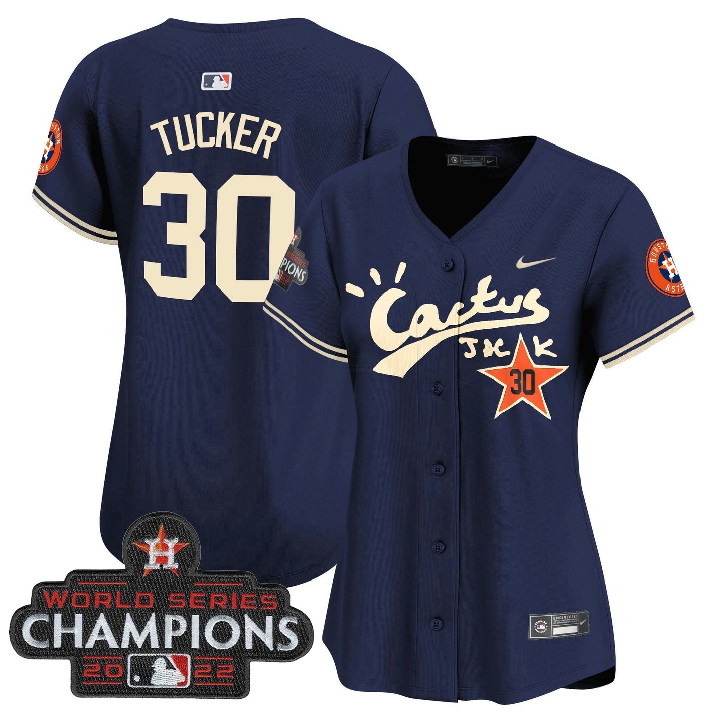 Camisa MLB Women’s Houston Cactus Jack Champions Patch Vapor Premier Limited Jersey