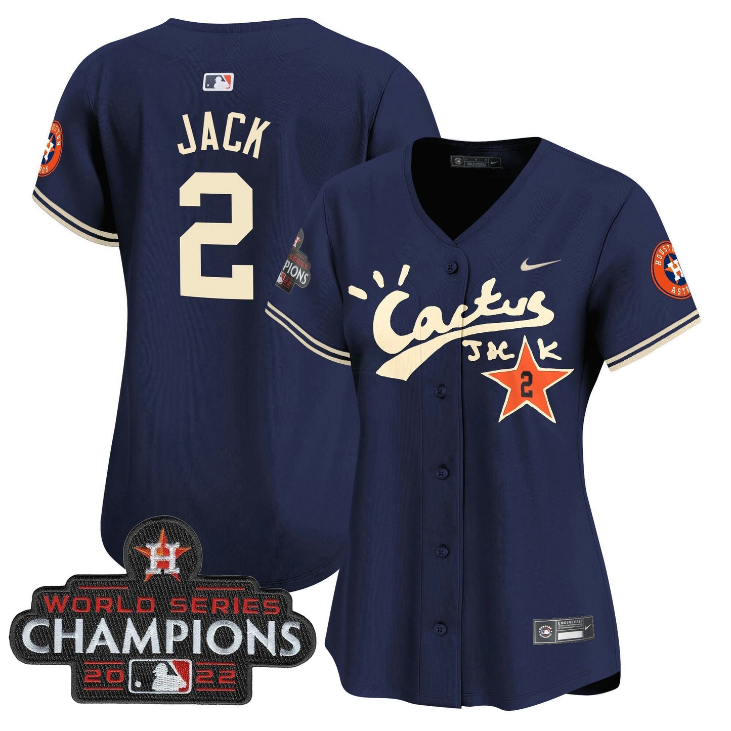 Camisa MLB Women’s Houston Cactus Jack Champions Patch Vapor Premier Limited Jersey