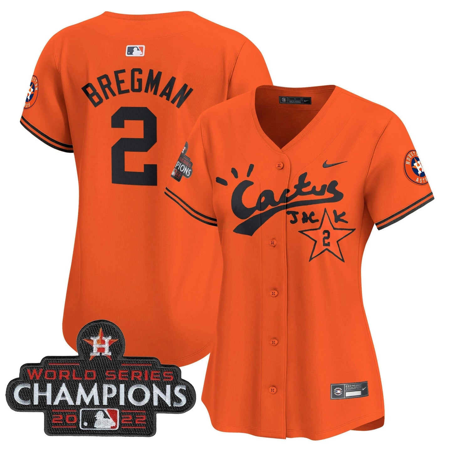 Camisa MLB Women’s Houston Cactus Jack Champions Patch Vapor Premier Limited Jersey