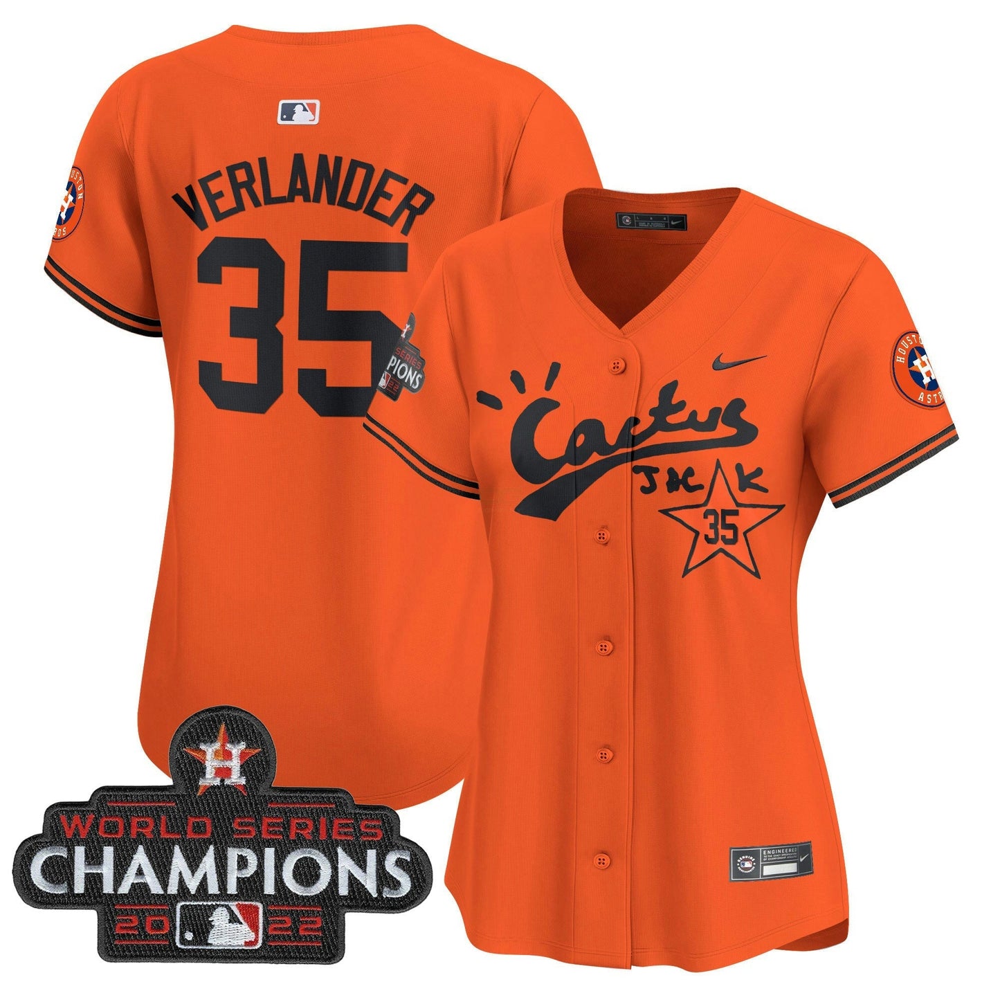 Camisa MLB Women’s Houston Cactus Jack Champions Patch Vapor Premier Limited Jersey