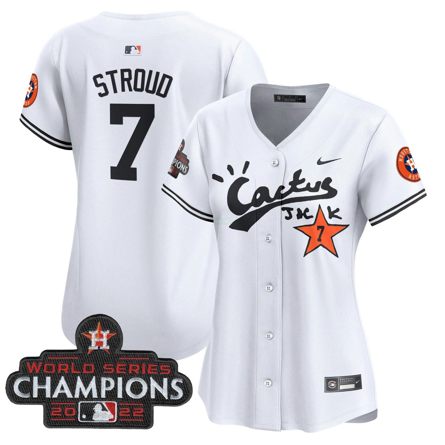 Camisa MLB Women’s Houston Cactus Jack Champions Patch Vapor Premier Limited Jersey