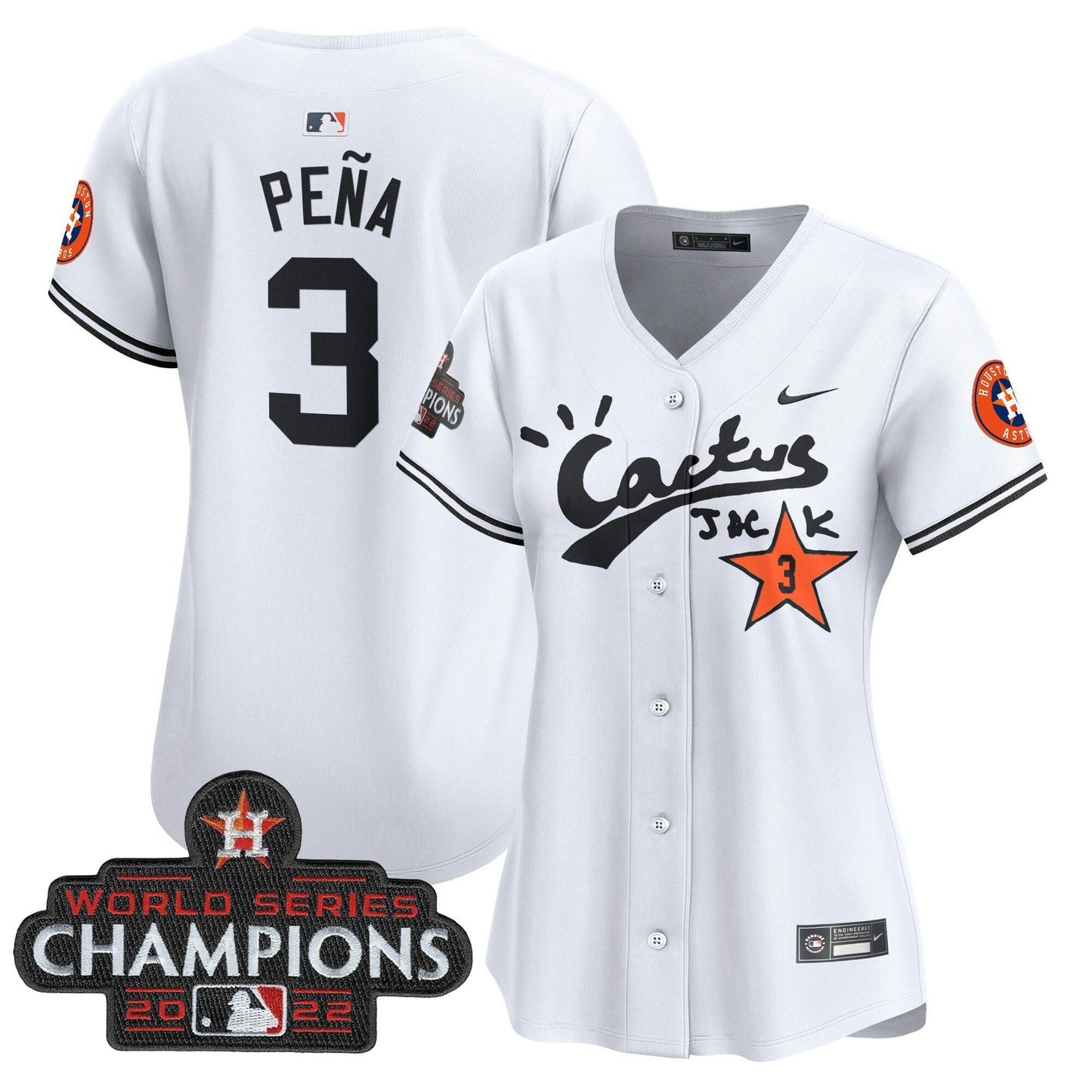 Camisa MLB Women’s Houston Cactus Jack Champions Patch Vapor Premier Limited Jersey