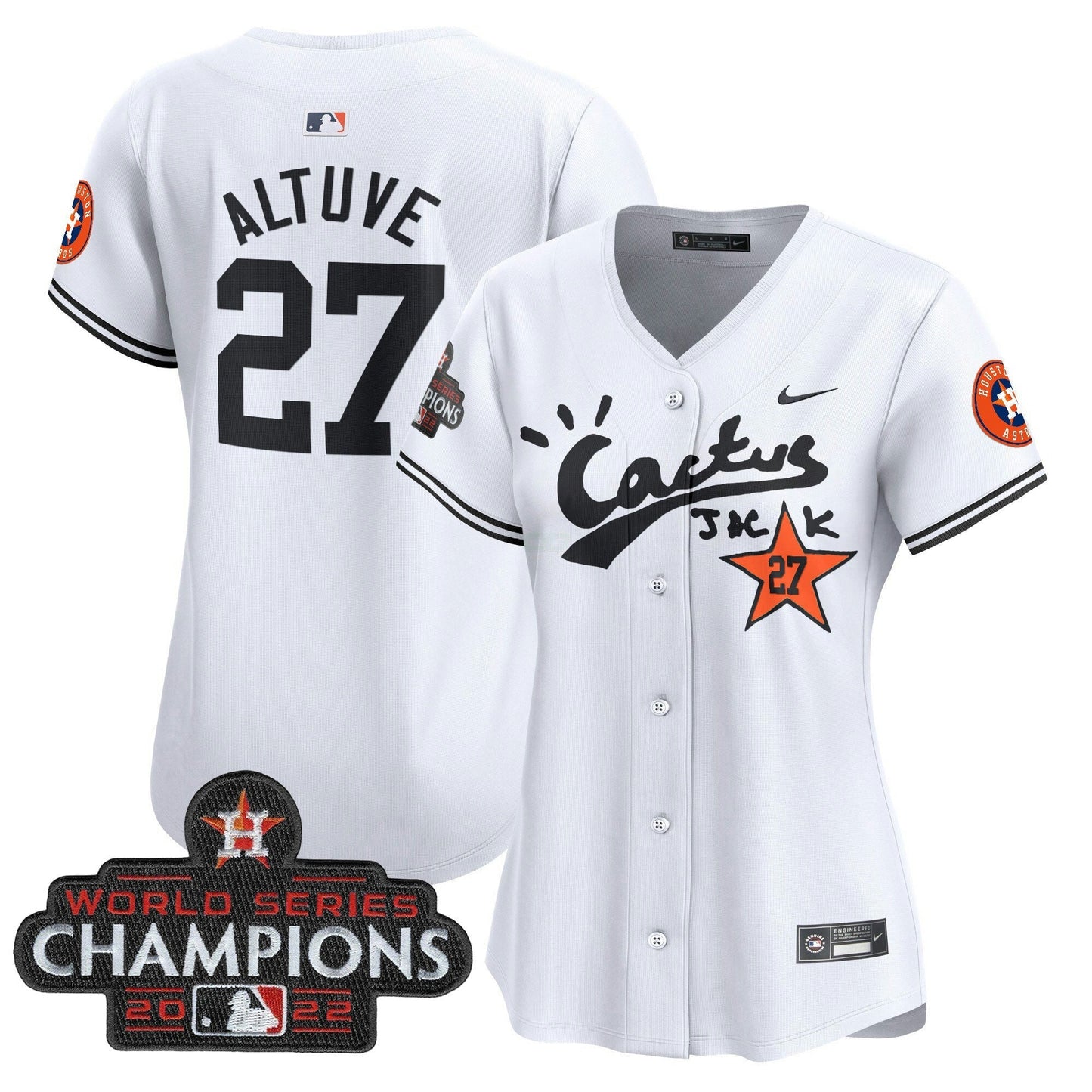 Camisa MLB Women’s Houston Cactus Jack Champions Patch Vapor Premier Limited Jersey