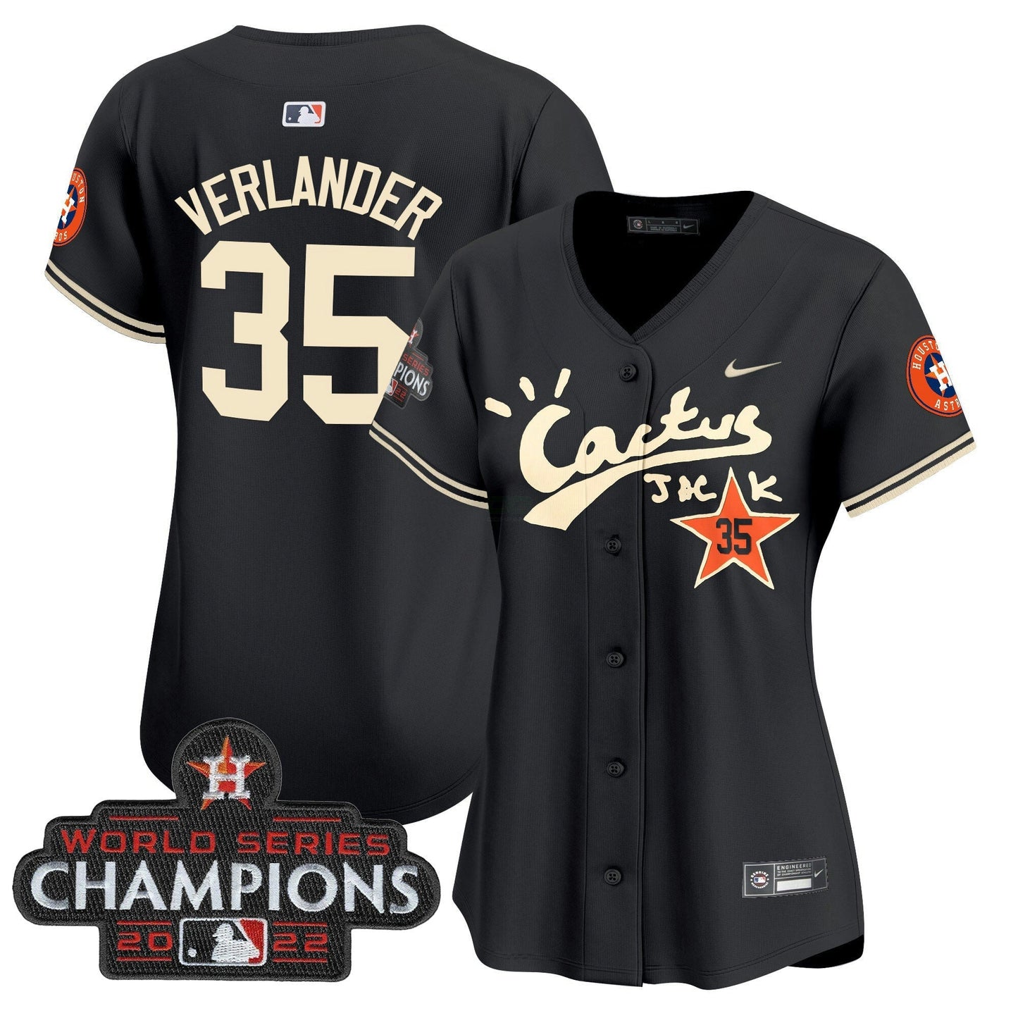Camisa MLB Women’s Houston Cactus Jack Champions Patch Vapor Premier Limited Jersey