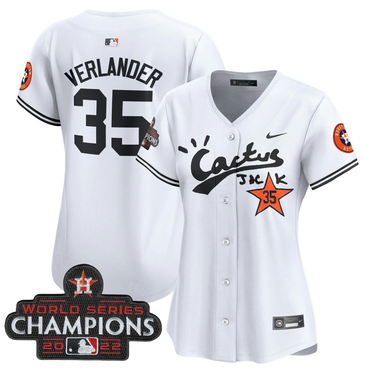 Camisa MLB Women’s Houston Cactus Jack Champions Patch Vapor Premier Limited Jersey