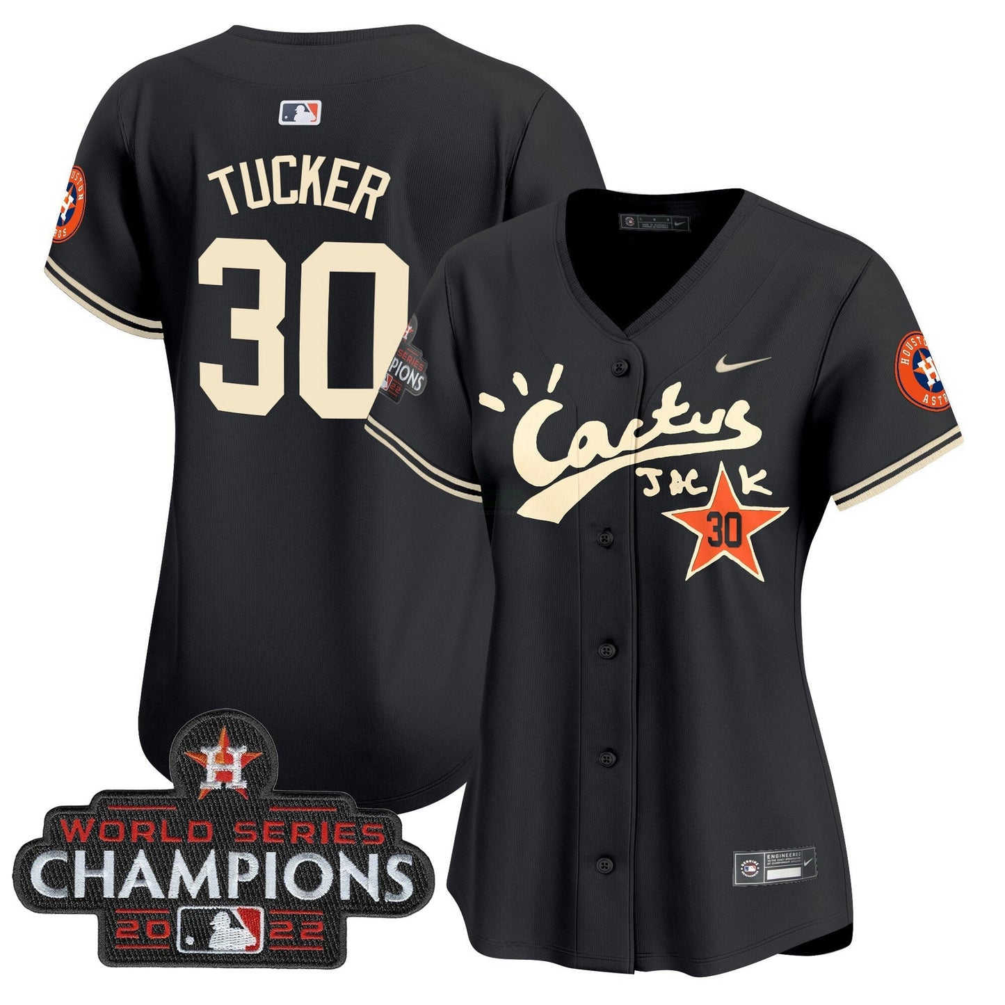 Camisa MLB Women’s Houston Cactus Jack Champions Patch Vapor Premier Limited Jersey