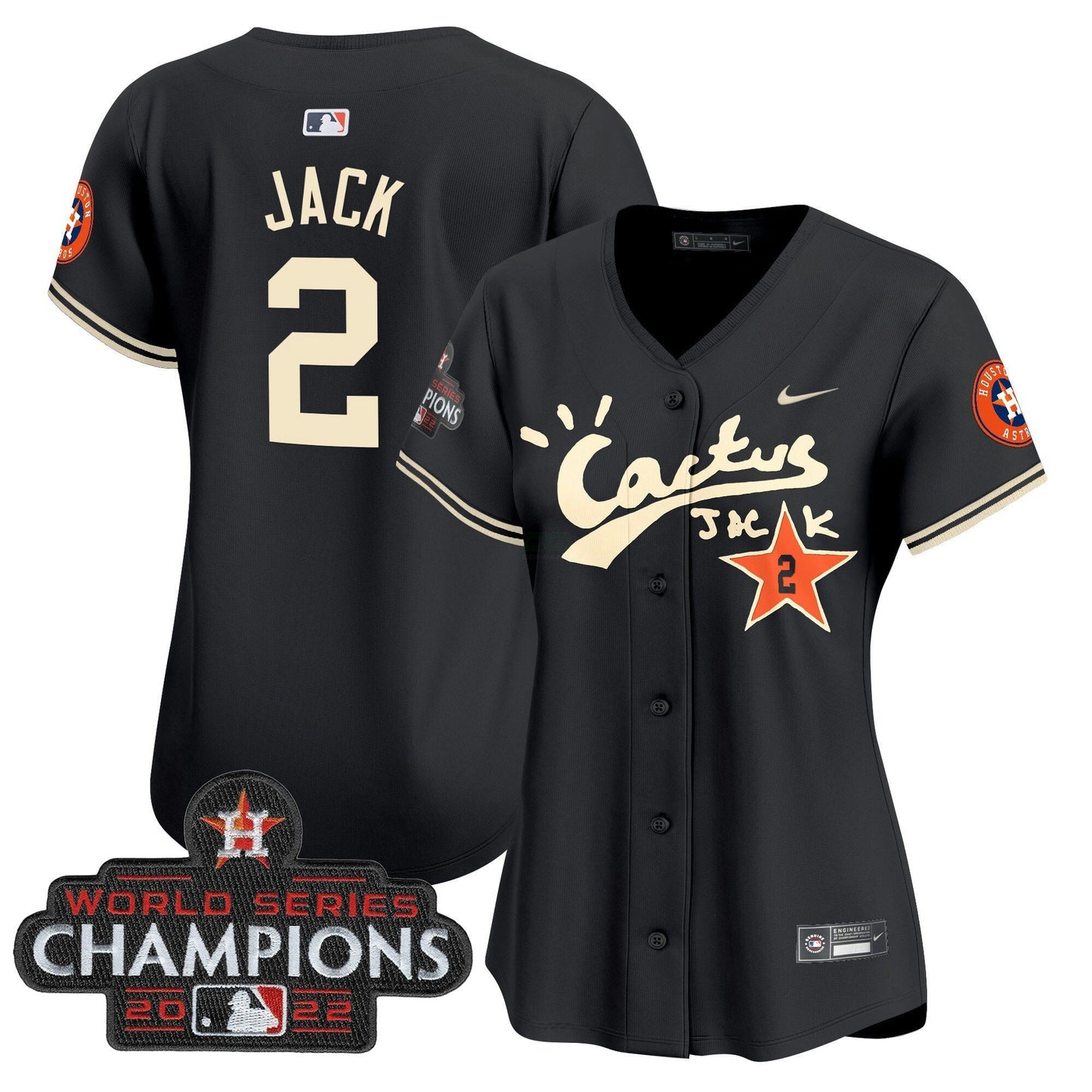 Camisa MLB Women’s Houston Cactus Jack Champions Patch Vapor Premier Limited Jersey