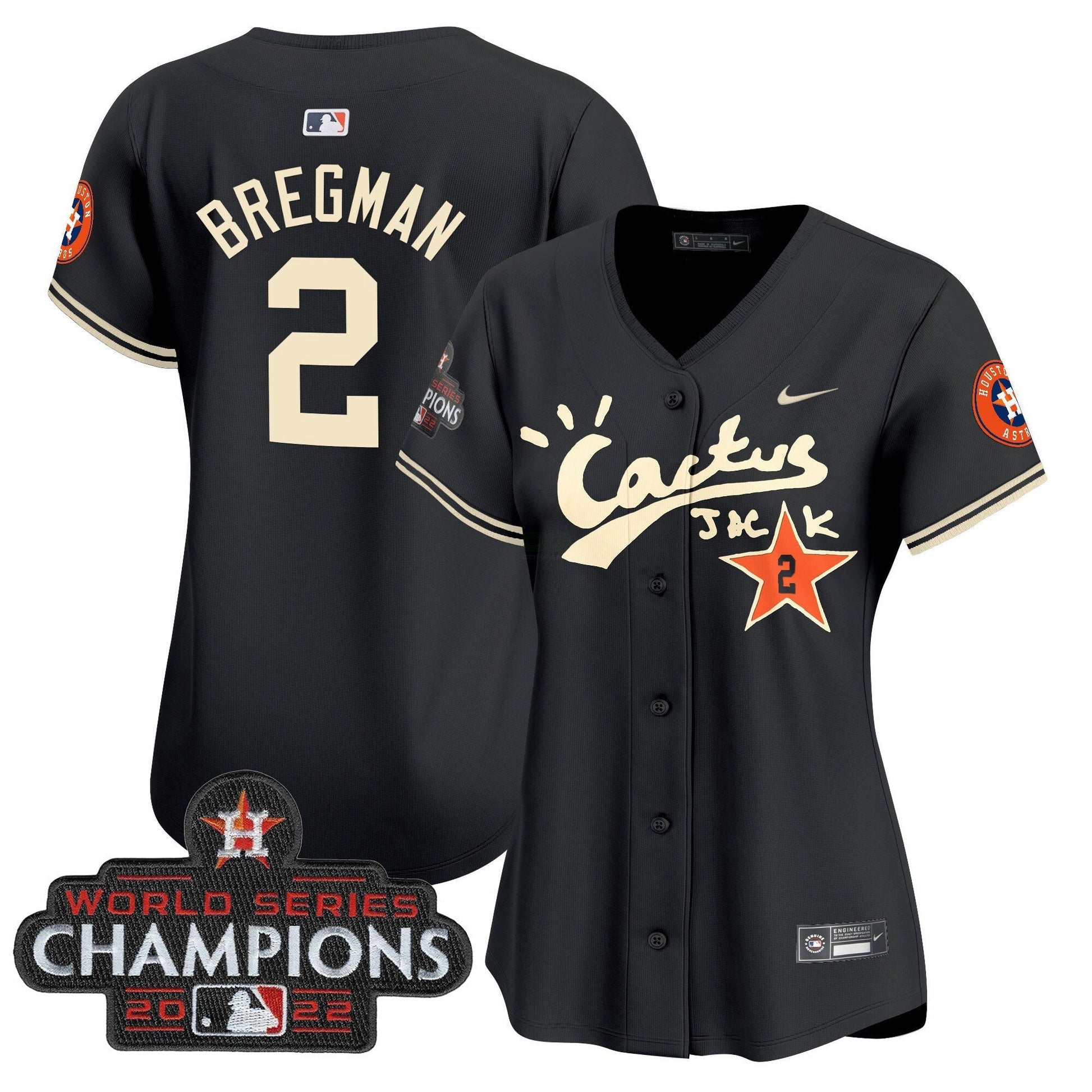 Camisa MLB Women’s Houston Cactus Jack Champions Patch Vapor Premier Limited Jersey