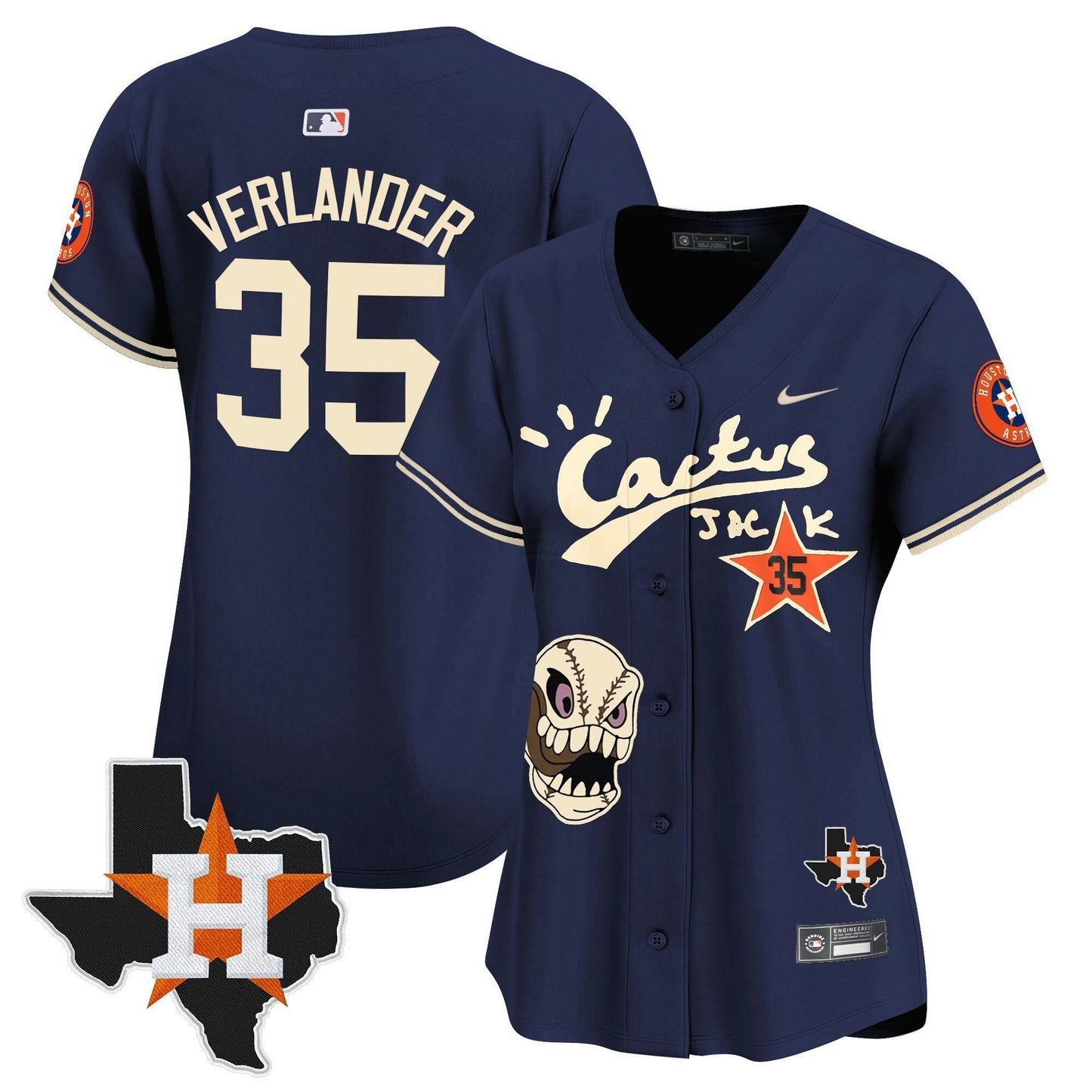 Camisa MLB Women’s Houston Cactus Jack Patch Vapor Premier Limited Jersey