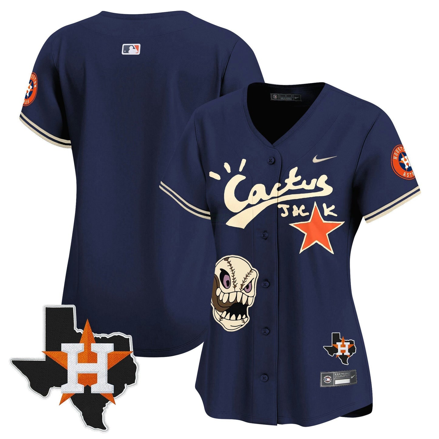 Camisa MLB Women’s Houston Cactus Jack Patch Vapor Premier Limited Jersey