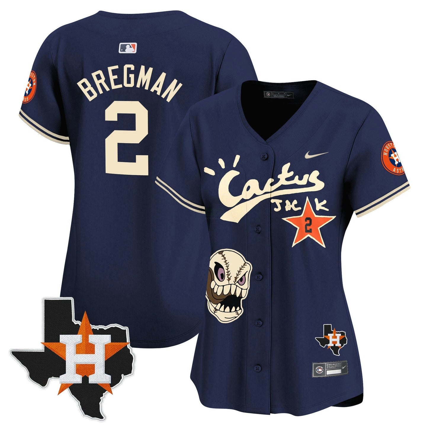 Camisa MLB Women’s Houston Cactus Jack Patch Vapor Premier Limited Jersey