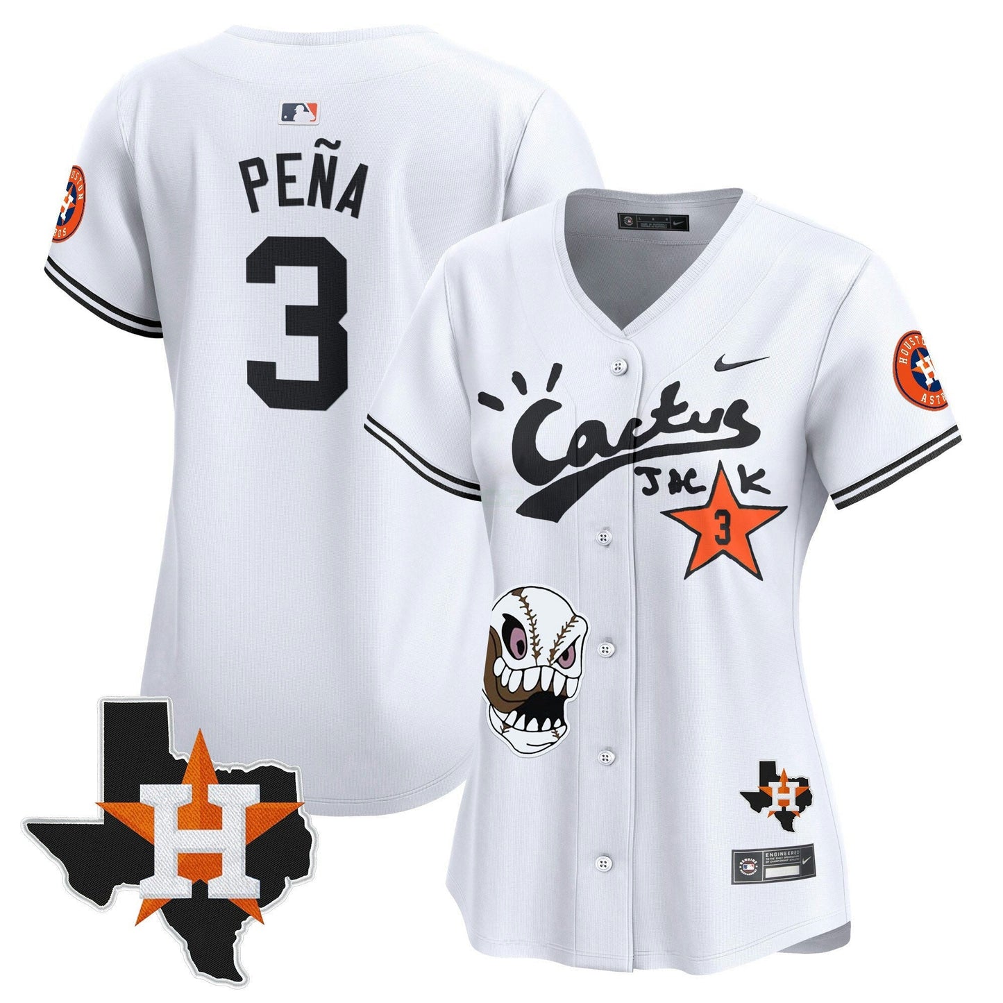 Camisa MLB Women’s Houston Cactus Jack Patch Vapor Premier Limited Jersey