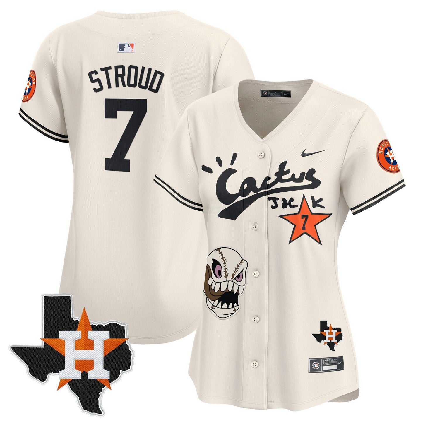 Camisa MLB Women’s Houston Cactus Jack Patch Vapor Premier Limited Jersey