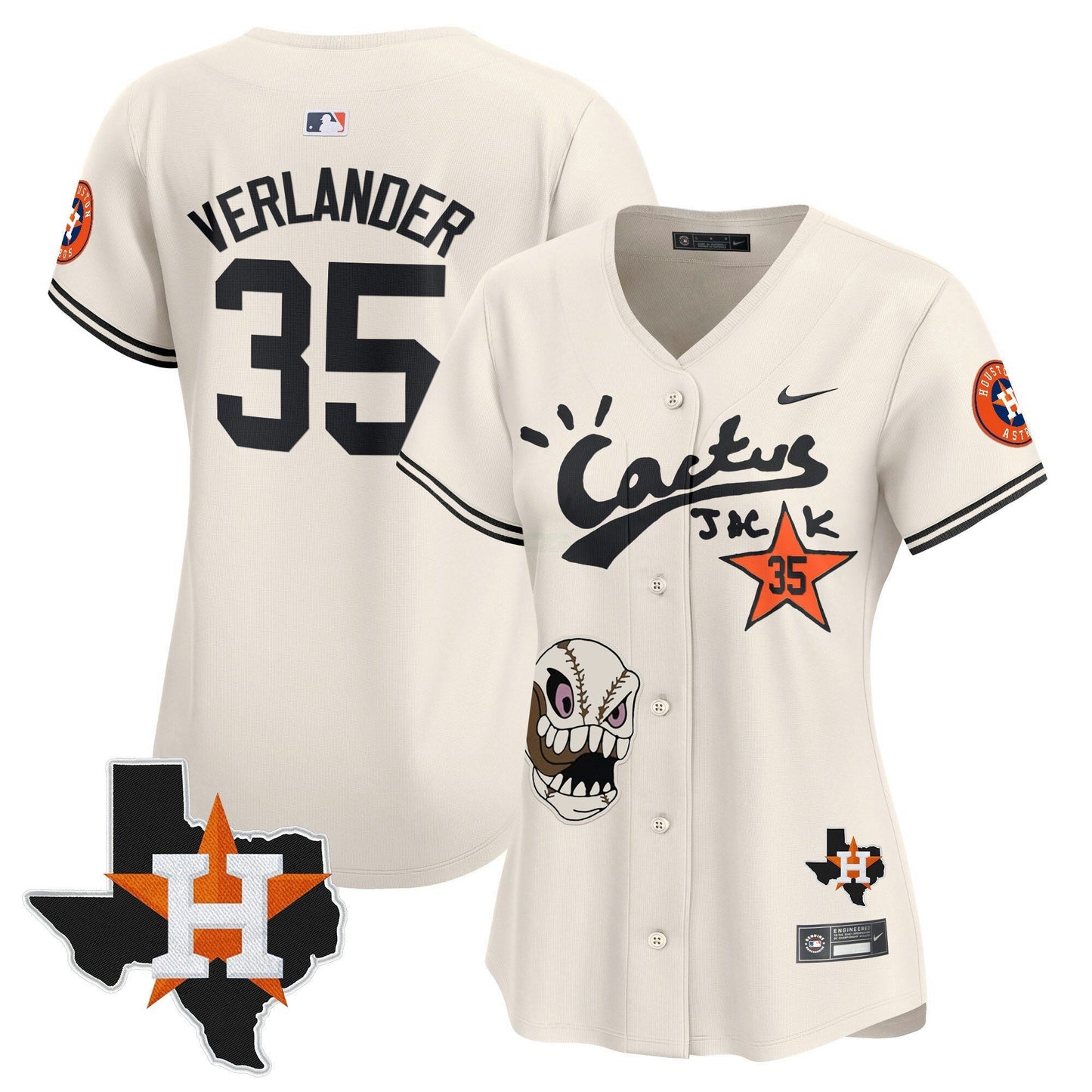 Camisa MLB Women’s Houston Cactus Jack Patch Vapor Premier Limited Jersey