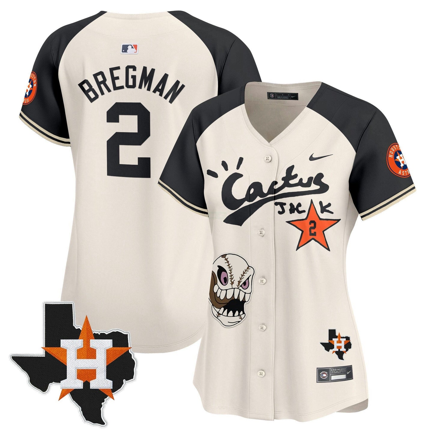 Camisa MLB Women’s Houston Cactus Jack Patch Vapor Premier Limited Jersey
