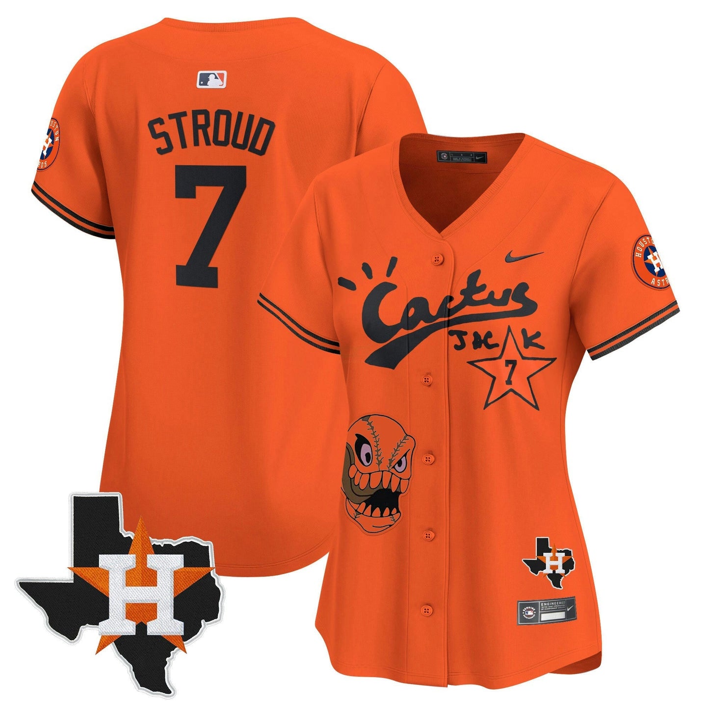 Camisa MLB Women’s Houston Cactus Jack Patch Vapor Premier Limited Jersey
