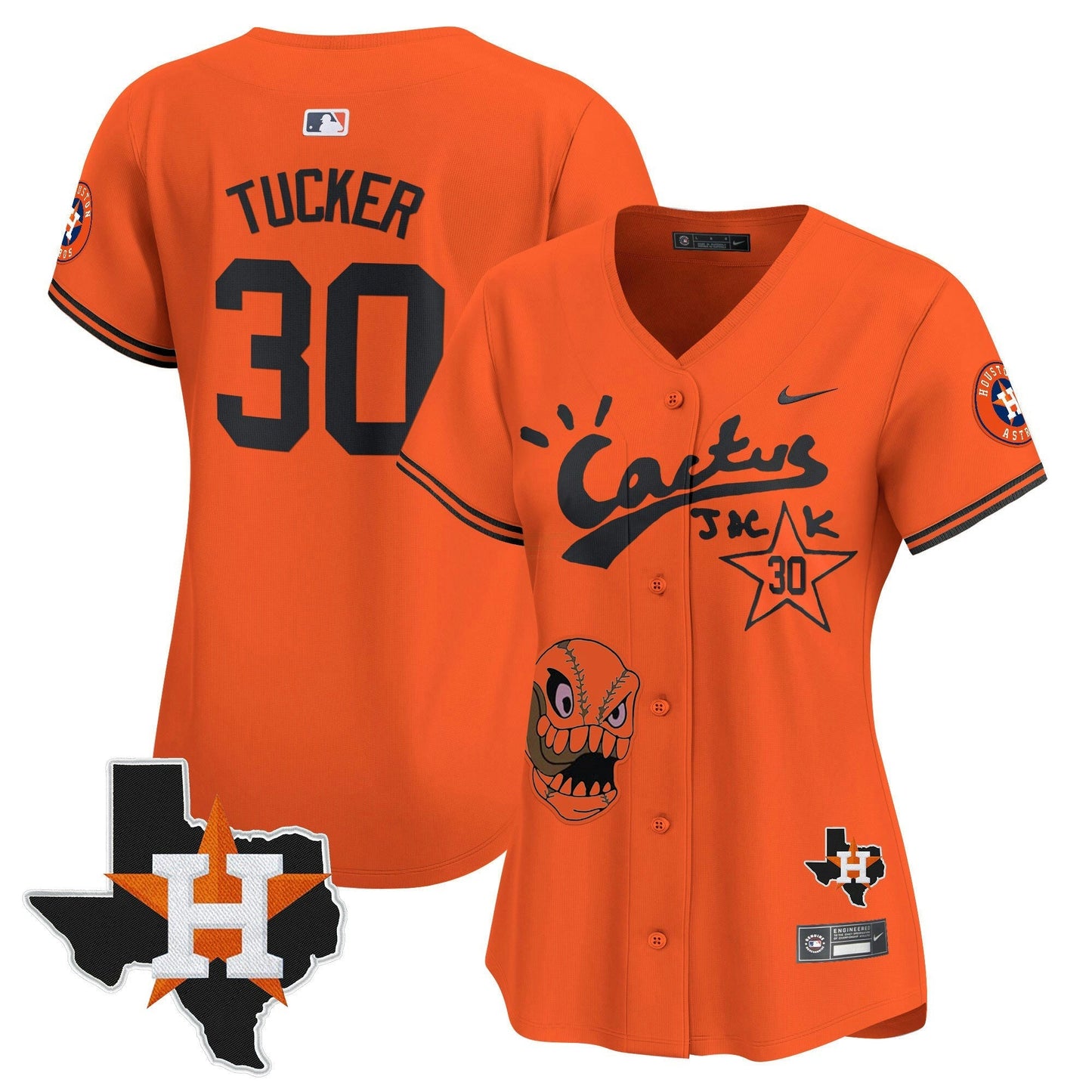 Camisa MLB Women’s Houston Cactus Jack Patch Vapor Premier Limited Jersey