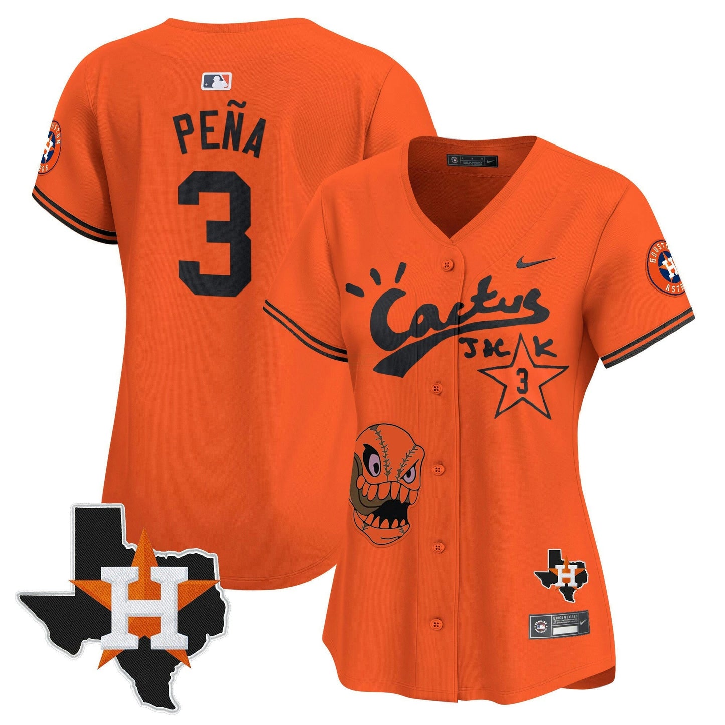Camisa MLB Women’s Houston Cactus Jack Patch Vapor Premier Limited Jersey