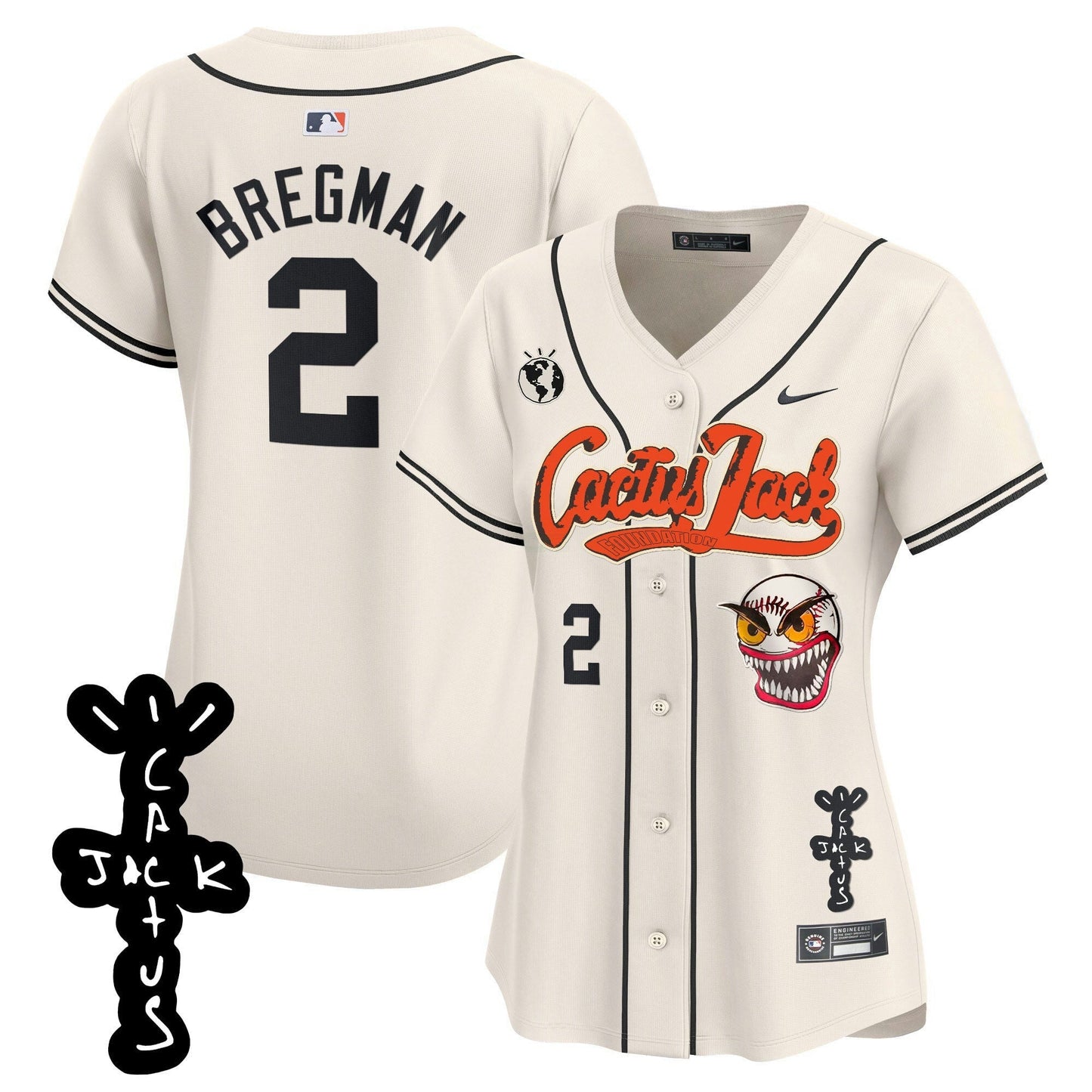 Camisa MLB Women’s Houston Cactus Jack Patch Vapor Premier Limited Jersey – Stitched