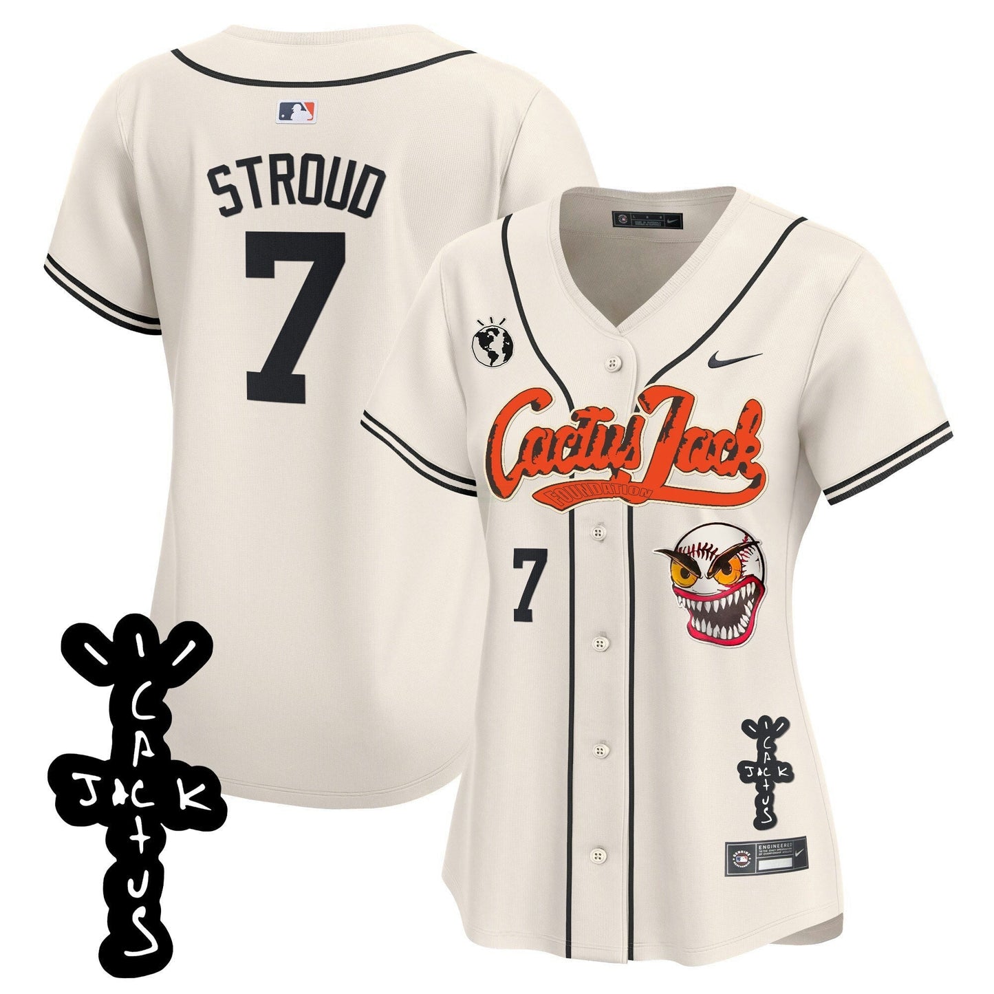 Camisa MLB Women’s Houston Cactus Jack Patch Vapor Premier Limited Jersey – Stitched