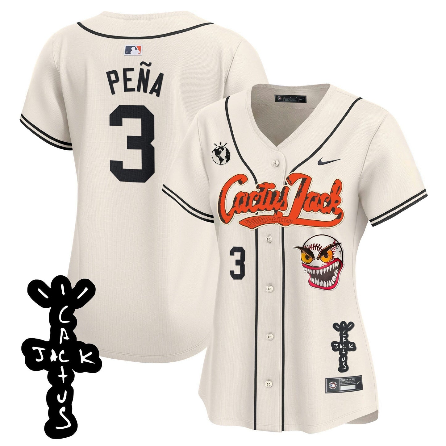 Camisa MLB Women’s Houston Cactus Jack Patch Vapor Premier Limited Jersey – Stitched