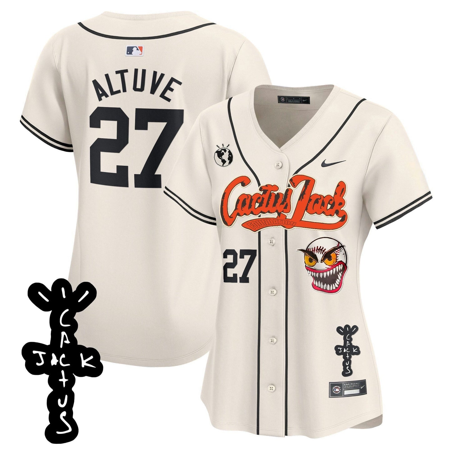 Camisa MLB Women’s Houston Cactus Jack Patch Vapor Premier Limited Jersey – Stitched