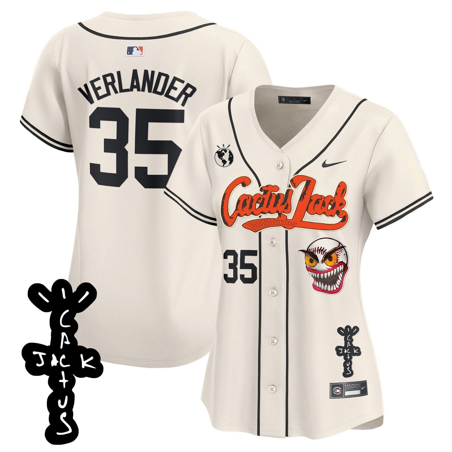 Camisa MLB Women’s Houston Cactus Jack Patch Vapor Premier Limited Jersey – Stitched