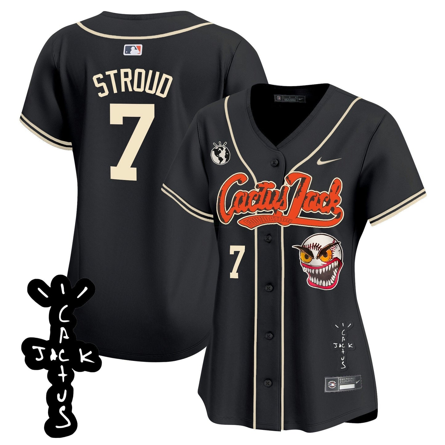 Camisa MLB Women’s Houston Cactus Jack Patch Vapor Premier Limited Jersey – Stitched
