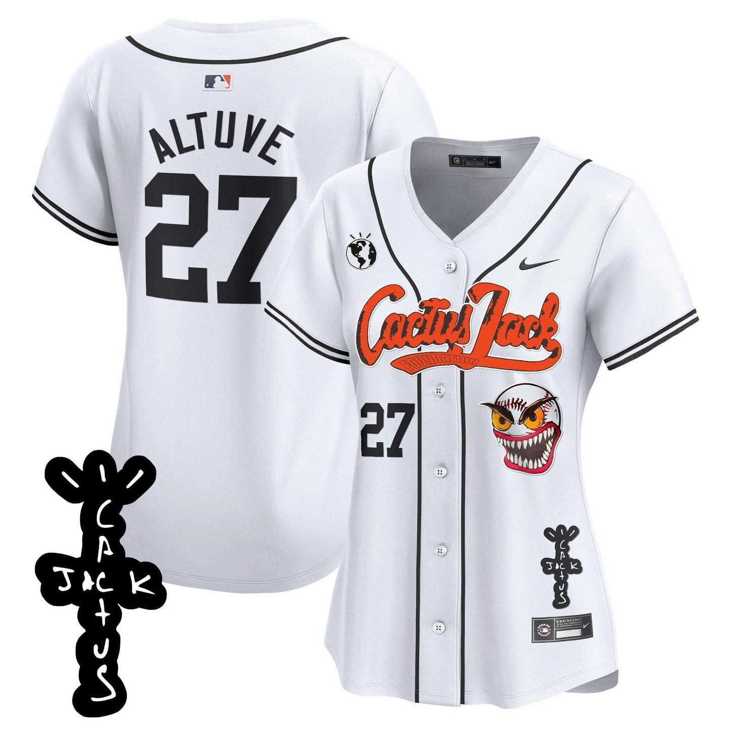 Camisa MLB Women’s Houston Cactus Jack Patch Vapor Premier Limited Jersey – Stitched