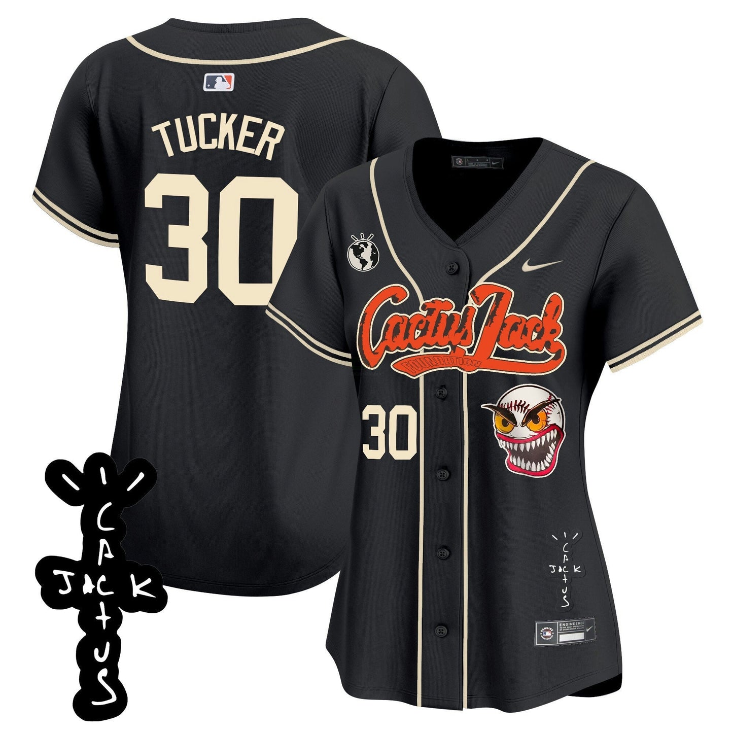 Camisa MLB Women’s Houston Cactus Jack Patch Vapor Premier Limited Jersey – Stitched