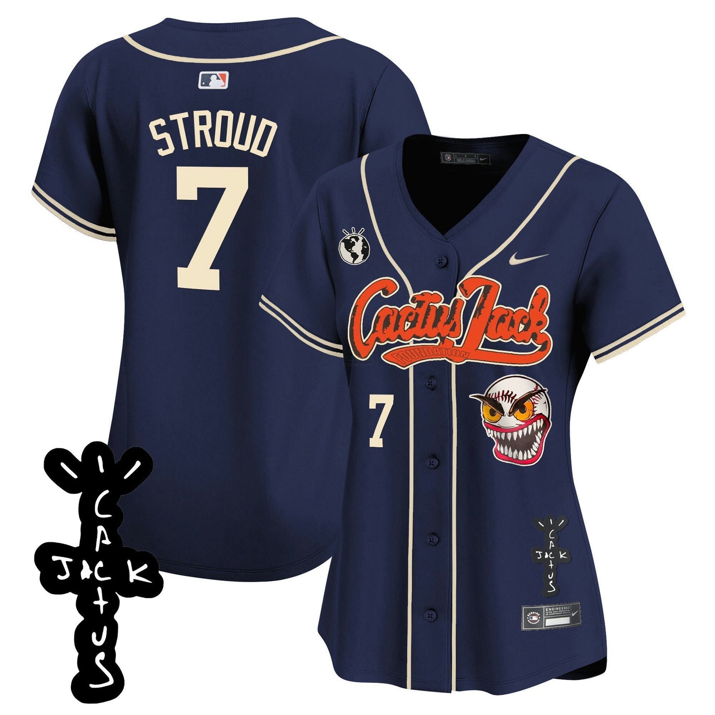 Camisa MLB Women’s Houston Cactus Jack Patch Vapor Premier Limited Jersey – Stitched