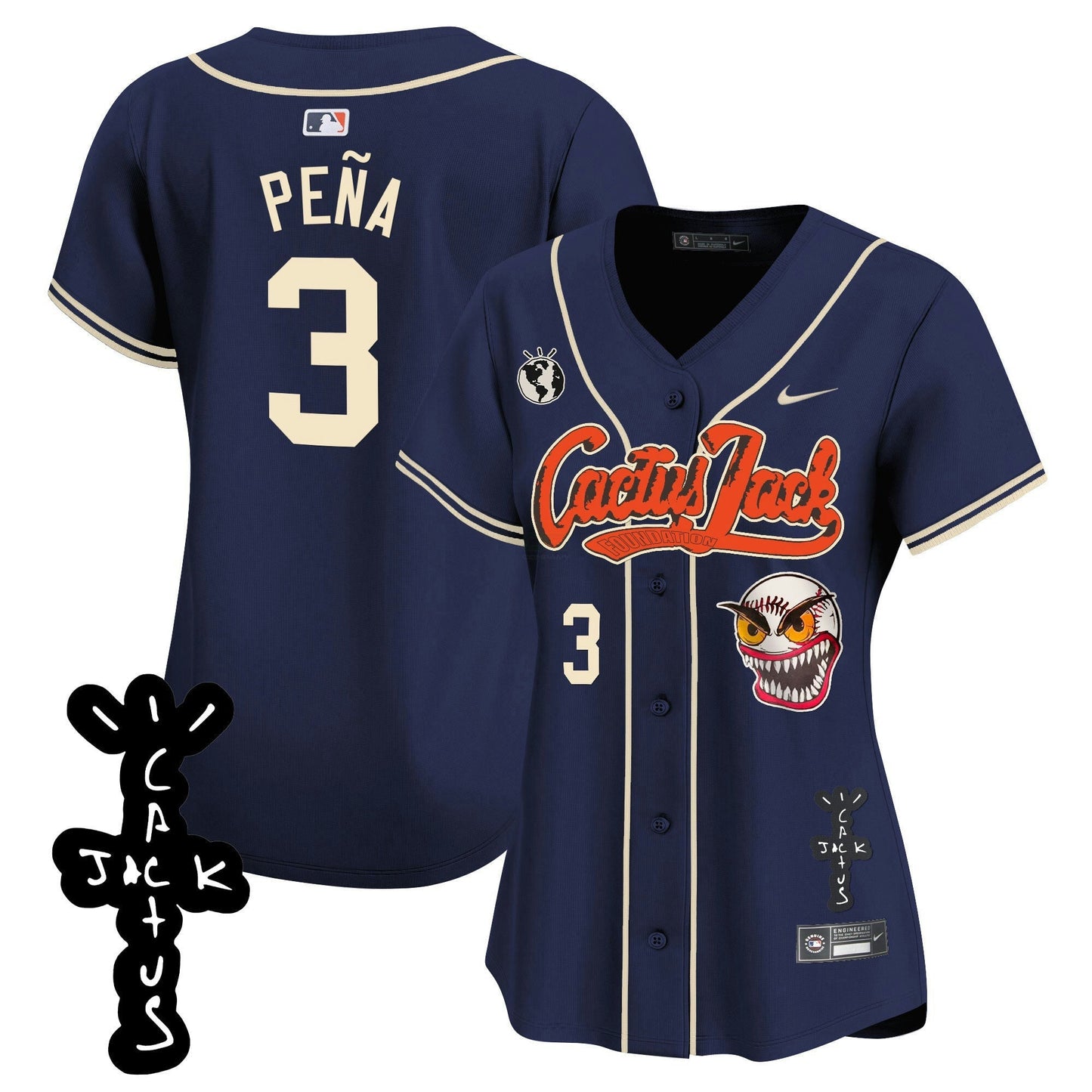 Camisa MLB Women’s Houston Cactus Jack Patch Vapor Premier Limited Jersey – Stitched