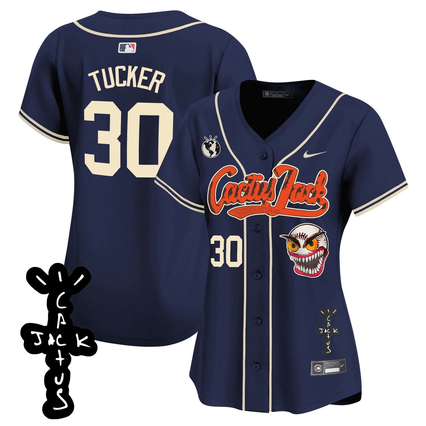 Camisa MLB Women’s Houston Cactus Jack Patch Vapor Premier Limited Jersey – Stitched