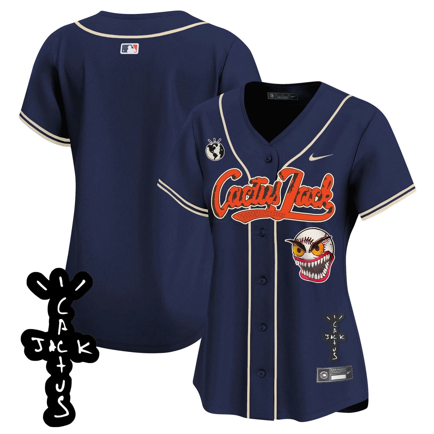 Camisa MLB Women’s Houston Cactus Jack Patch Vapor Premier Limited Jersey – Stitched